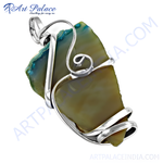 Load image into Gallery viewer, 925 sterling silver agate pendant necklace with unique green and blue gemstone
