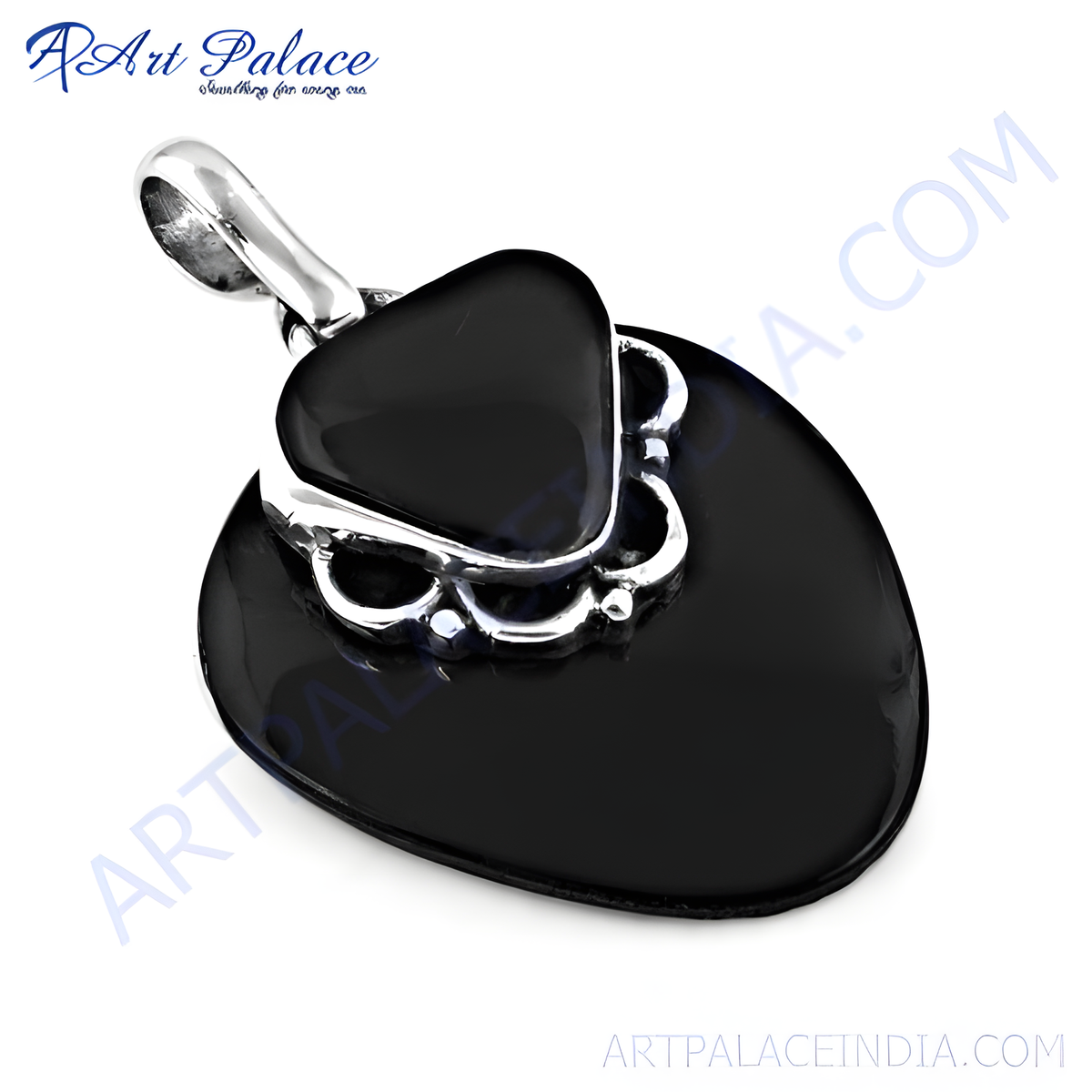 925 sterling silver pendant with a large black onyx gemstone, perfect for daily wear