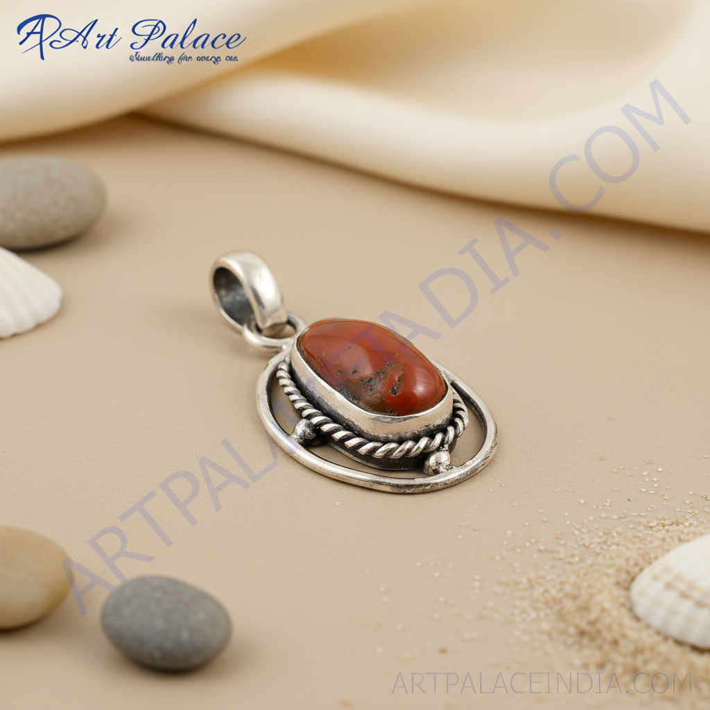 925 Silver Red Coral Pendant | Gemstone Jewelry for Women