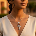 Load image into Gallery viewer, Stainless Steel Pentagram Ankh Pendant | Celtic Cross Necklace
