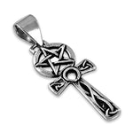 Load image into Gallery viewer, Stainless Steel Pentagram Ankh Pendant | Celtic Cross Necklace
