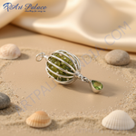Load image into Gallery viewer, 925 Silver Peridot Cage Pendant Necklace | Green Stone Jewelry
