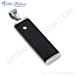 Load image into Gallery viewer, 925 sterling silver rectangular blue sandstone pendant with sparkling stone accent.
