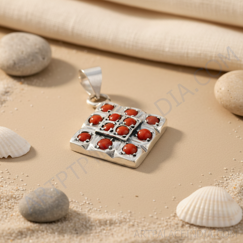 925 Silver Red Gemstone Pendant for Women | Elegant Jewelry