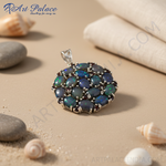 Load image into Gallery viewer, Silver Opal &amp; Garnet Pendant | Gemstone Jewelry for Women
