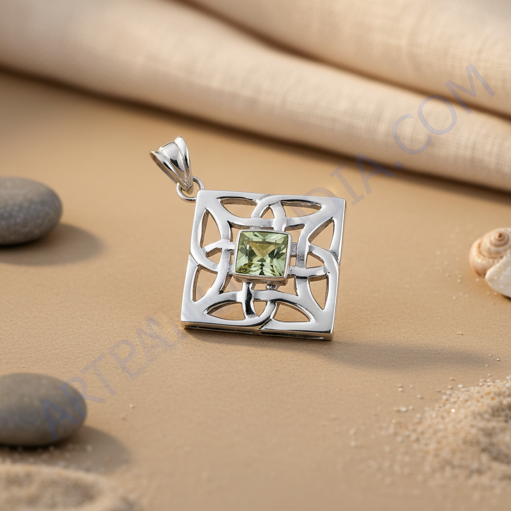 925 Silver Peridot Celtic Knot Pendant for Women | Gift Jewelry