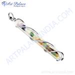 Load image into Gallery viewer, Sterling silver gemstone pendant necklace with colorful stones in a clear tube design.
