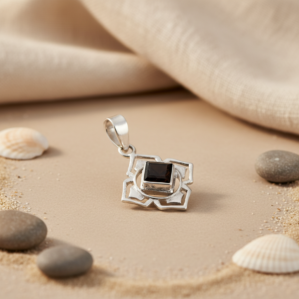 925 Silver Black Onyx Flower Pendant for Women | Gift