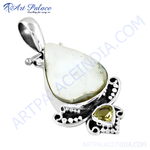 Load image into Gallery viewer, 925 sterling silver moonstone pendant necklace with citrine accent gemstone.
