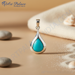 Load image into Gallery viewer, 925 Silver Teardrop Turquoise Pendant for Women | Gemstone Jewelry
