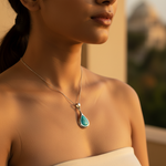 Load image into Gallery viewer, 925 Silver Teardrop Turquoise Pendant for Women | Gemstone Jewelry
