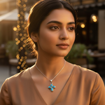 Load image into Gallery viewer, 925 Sterling Silver Turquoise Flower Pendant for Women
