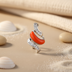 Load image into Gallery viewer, 925 Silver &amp; Orange Enamel Pendant | Baguette Cut CZs | For Women
