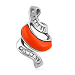 Load image into Gallery viewer, 925 Silver &amp; Orange Enamel Pendant | Baguette Cut CZs | For Women

