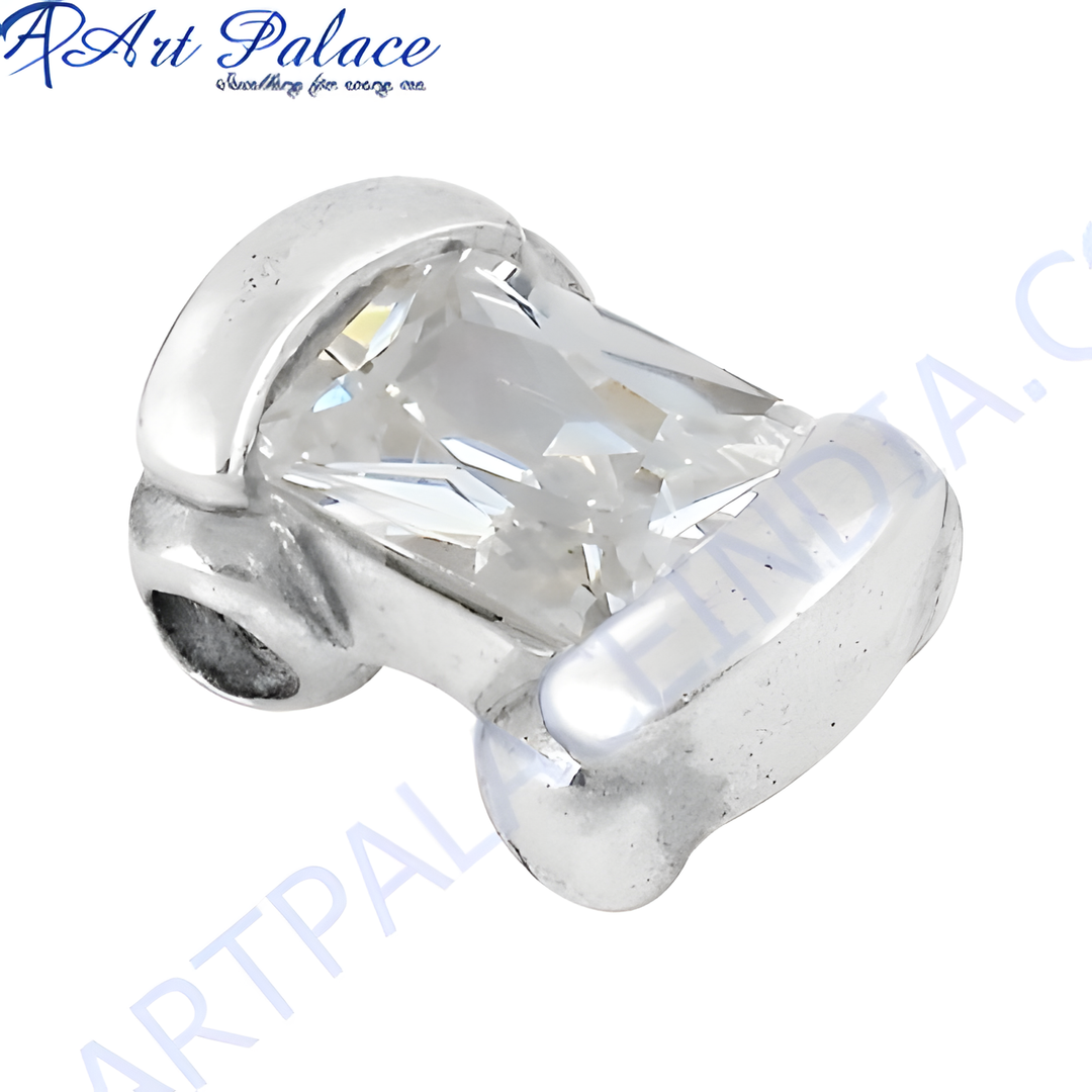 925 sterling silver pendant featuring a rectangular-cut, clear cubic zirconia gemstone, perfect for elegant daily wear.