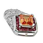 Load image into Gallery viewer, Silver Ring with Orange Gemstone &amp; Ruby | Women's Ring
