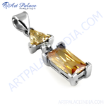Load image into Gallery viewer, 925 silver pendant featuring a vibrant yellow citrine gemstone, ideal for daily wear.
