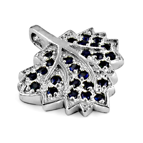 925 Silver Blue Sapphire Leaf Pendant for Women | Gift