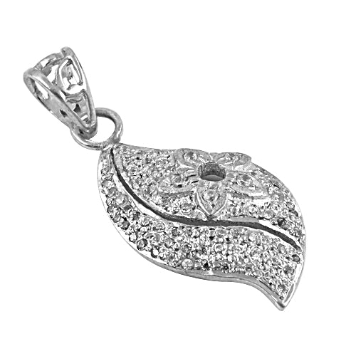 925 Silver Cubic Zirconia Leaf Pendant for Women | Gift Jewelry
