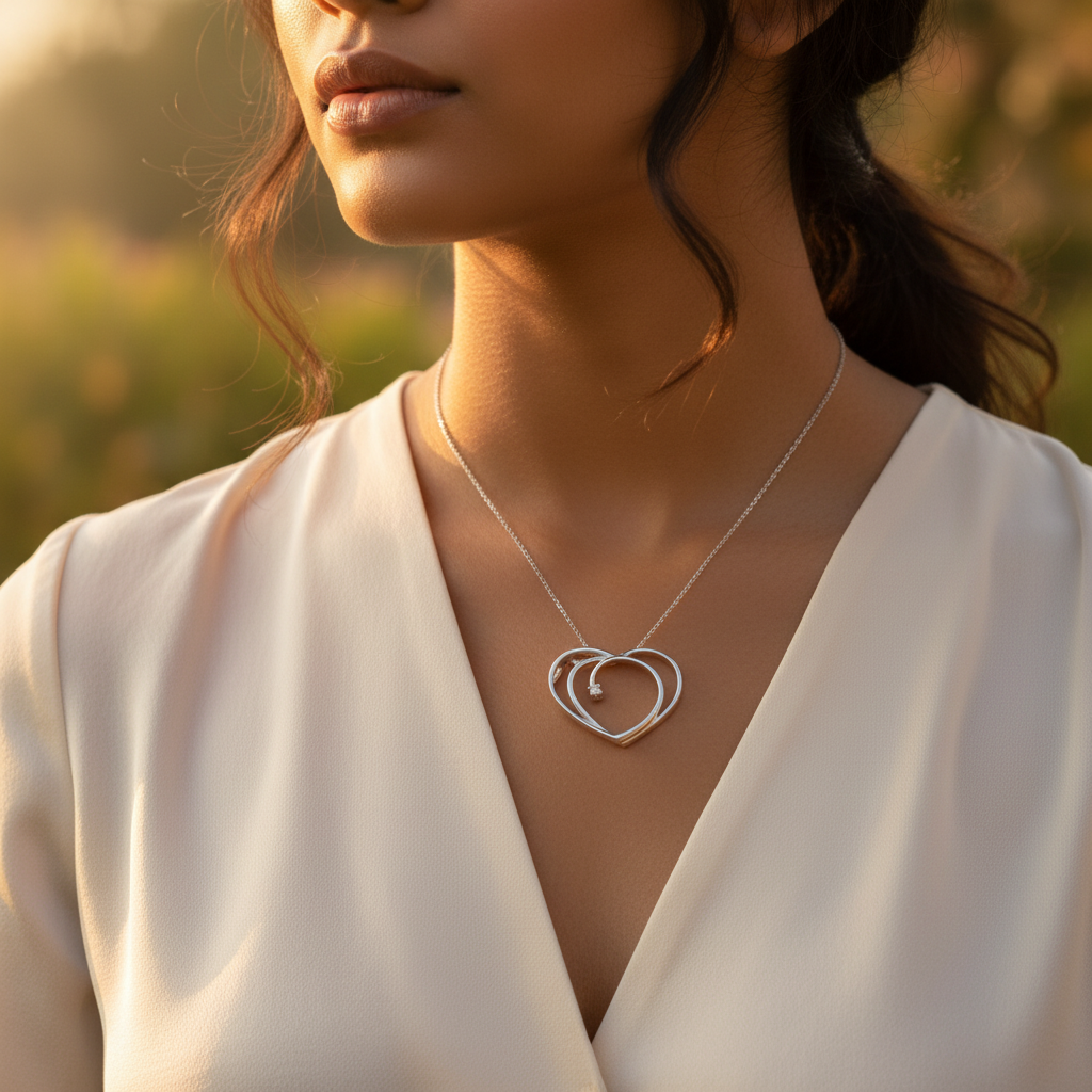 925 Silver Heart Pendant with Diamond | Women's Gift