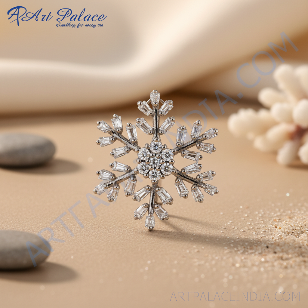 Silver Snowflake Pendant for Women | Crystal Jewelry