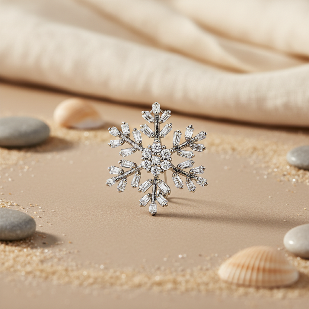 Silver Snowflake Pendant for Women | Crystal Jewelry