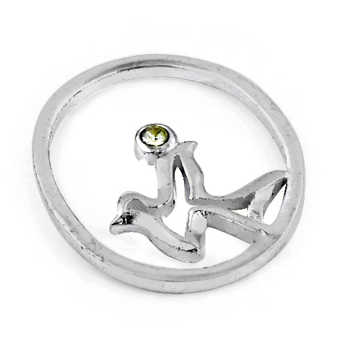 925 silver abstract ring with green gemstone | women's jewelry