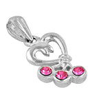 Load image into Gallery viewer, 925 Silver Heart Pendant with Pink CZ Stones for Women
