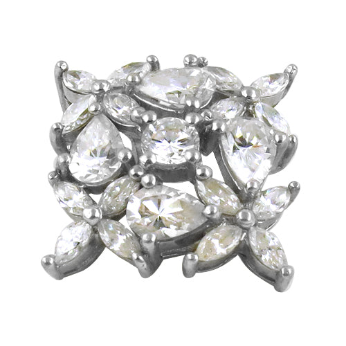 Silver cubic zirconia flower ring for women | gift jewelry