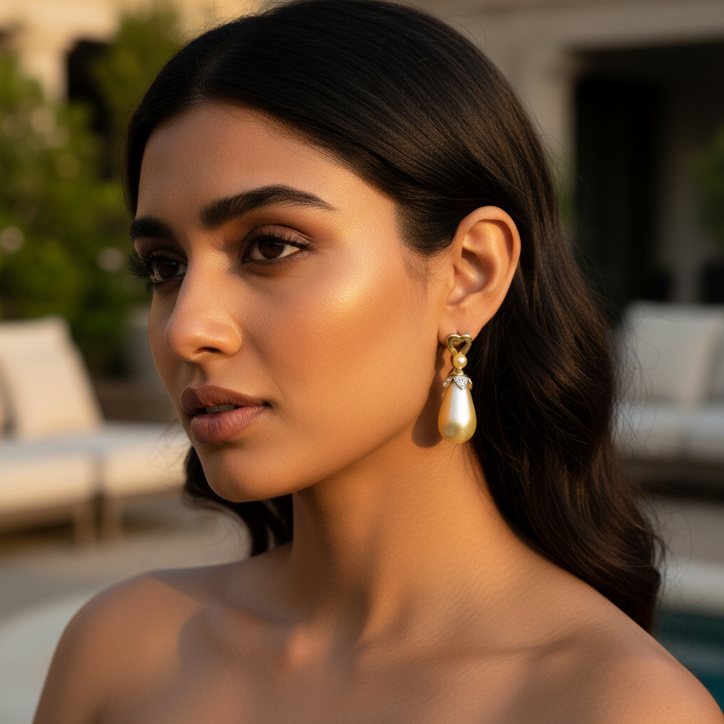 gold plating Teardrop Pearl Pendant Necklace for Women | Daily Wear Gift