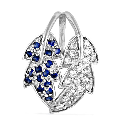 925 Silver Sapphire & CZ Leaf Pendant for Women | Gift