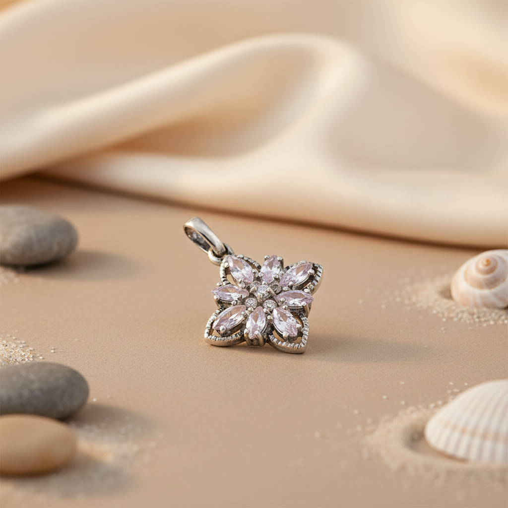 925 Silver Flower Pendant for Women | Gemstone Jewelry Gift