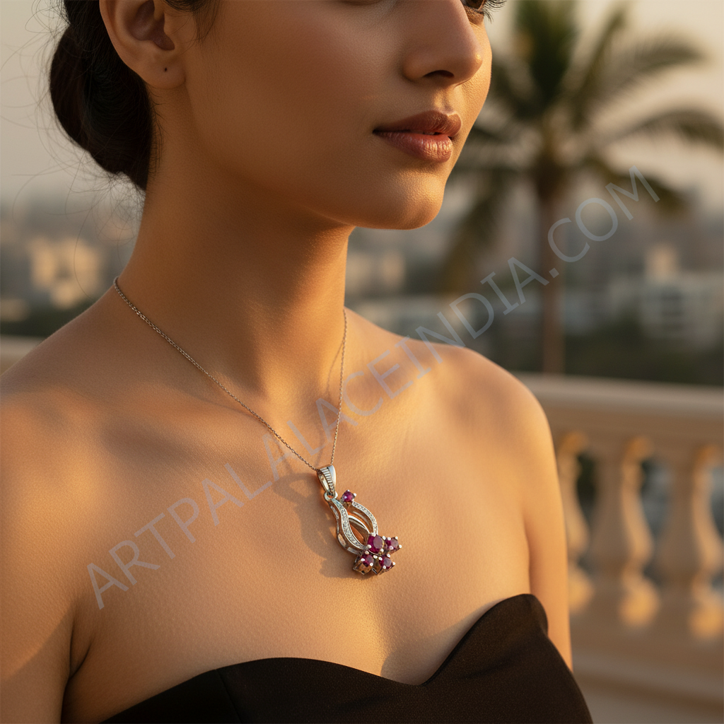 Silver Ruby Pendant for Women | Ruby Jewelry Gift