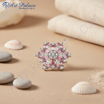 Load image into Gallery viewer, Silver Snowflake Brooch with Pink &amp; White Gemstones | Women's Gift
