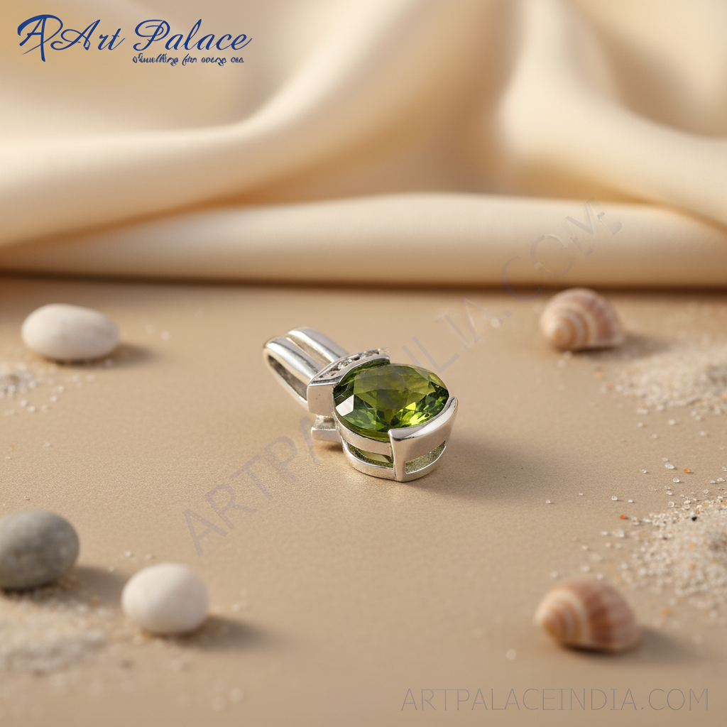 925 Silver Peridot Pendant for Women | Green Gemstone Jewelry