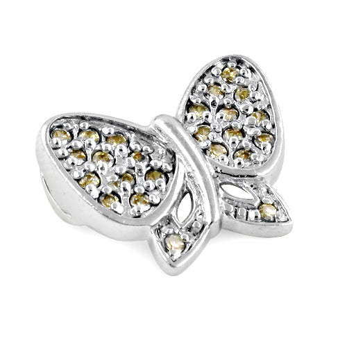 925 silver butterfly pendant with yellow cz stones | for women