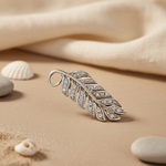 Load image into Gallery viewer, Silver Feather Pendant with Cubic Zirconia | Women's Jewelry Gift
