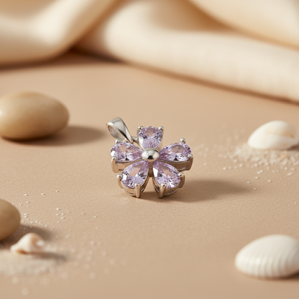 925 Silver Amethyst Flower Pendant for Women | Gift Jewelry