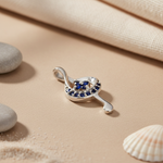Load image into Gallery viewer, 925 Silver Treble Clef Pendant with Blue Sapphires | Music Jewelry
