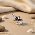 Load image into Gallery viewer, Silver Sapphire Cross Pendant for Women | Daily Wear Necklace
