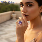 Load image into Gallery viewer, Silver Square Amethyst Ring for Women | Gemstone Jewelry
