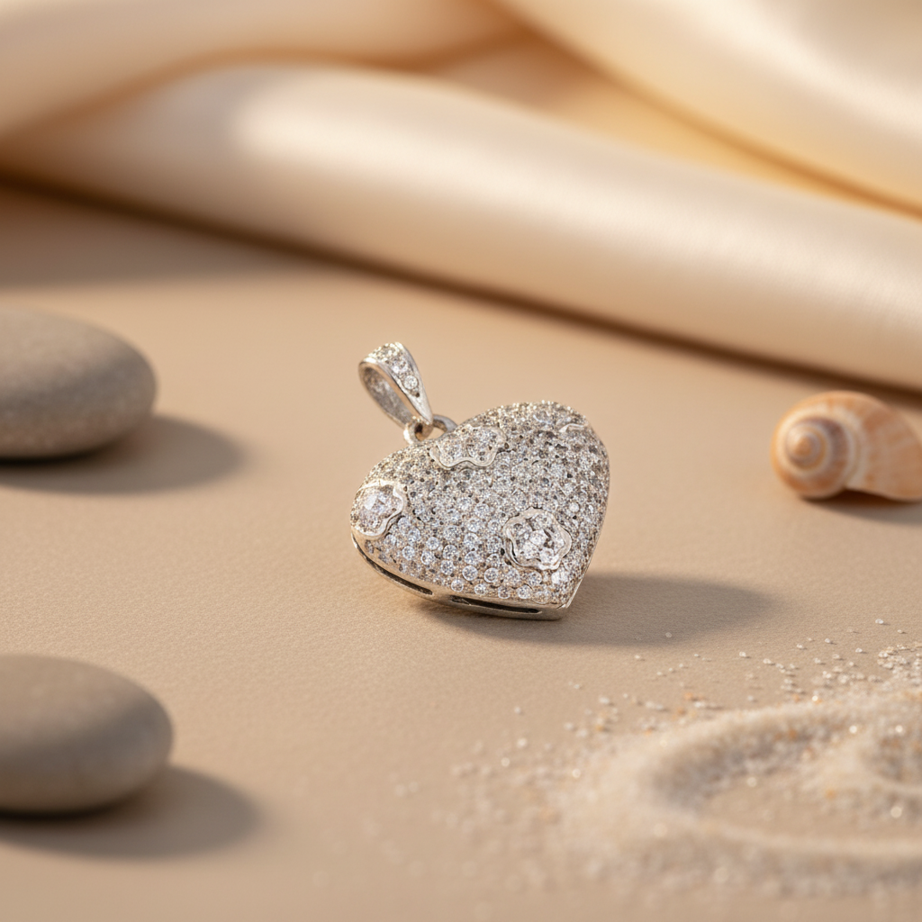 925 Silver Cubic Zirconia Heart Pendant for Women | Gift Jewelry