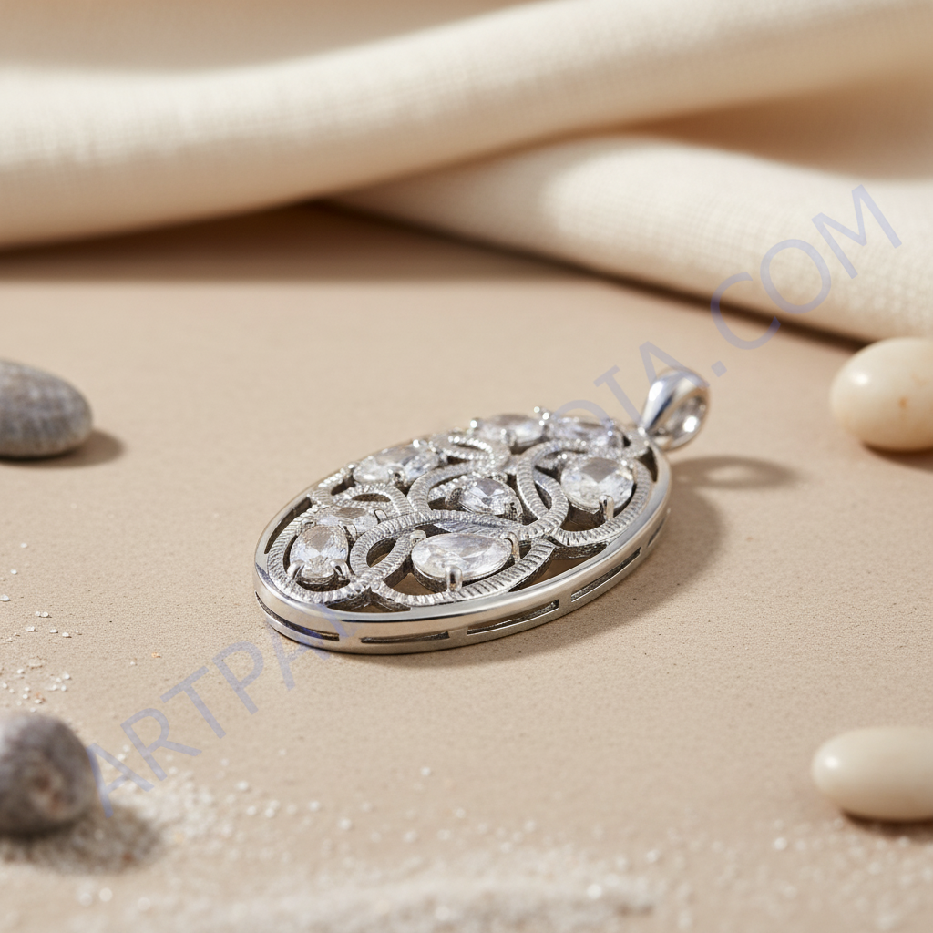 925 Silver White Gemstone Pendant for Women | Elegant Jewelry