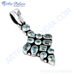 Load image into Gallery viewer, Sterling silver pendant with multiple blue topaz gemstones. A unique gemstone pendant for women.
