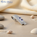 Load image into Gallery viewer, Silver Pendant with White &amp; Purple Gemstones | Women&#39;s Gift
