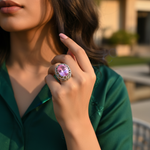Load image into Gallery viewer, Silver Pink Gemstone Ring | Oval Cut | Women&#39;s Jewelry Gift
