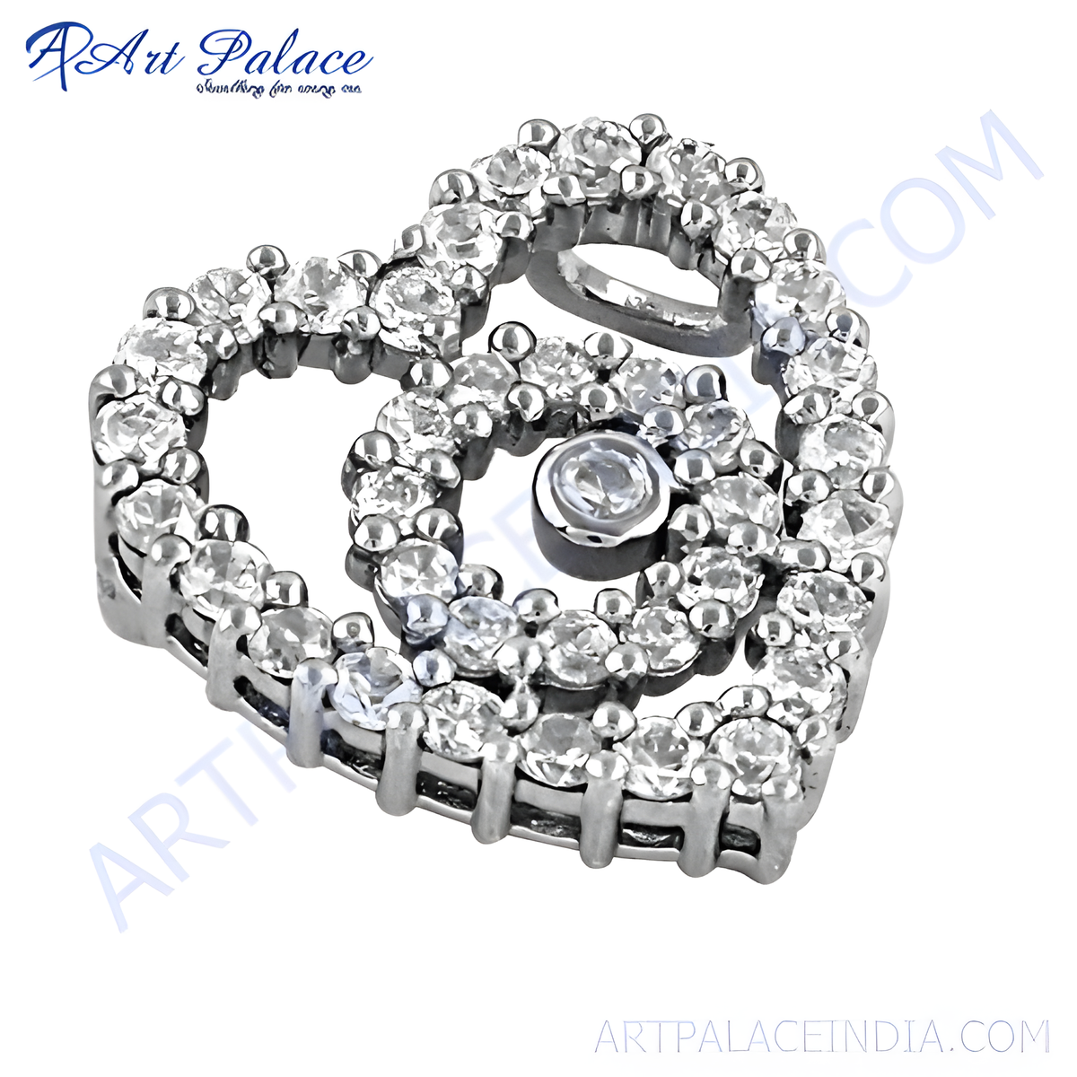 925 sterling silver heart pendant with diamonds