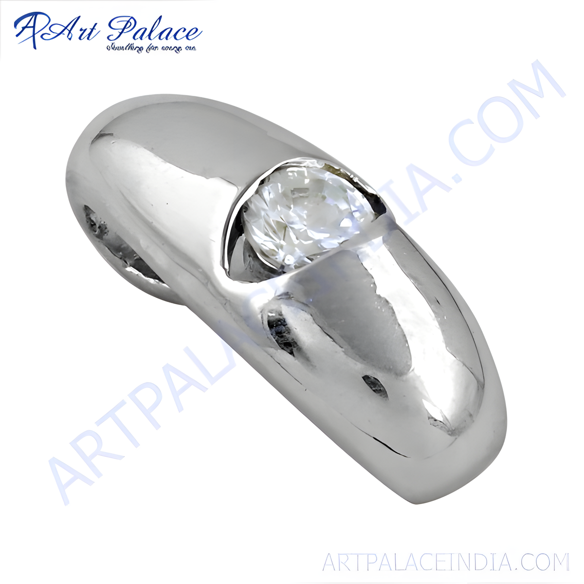 925 sterling silver cubic zirconia pendant, featuring a clear, sparkling gemstone