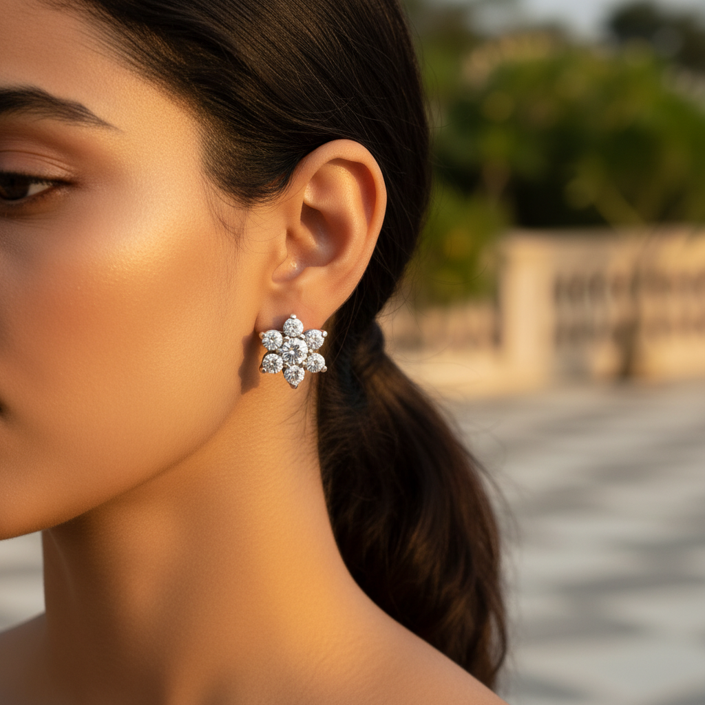 925 Silver Cubic Zirconia Flower Pendant | Women's Jewelry Gift