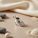 Load image into Gallery viewer, 925 Silver Baby Shoe Pendant with CZ | Gift for New Mom
